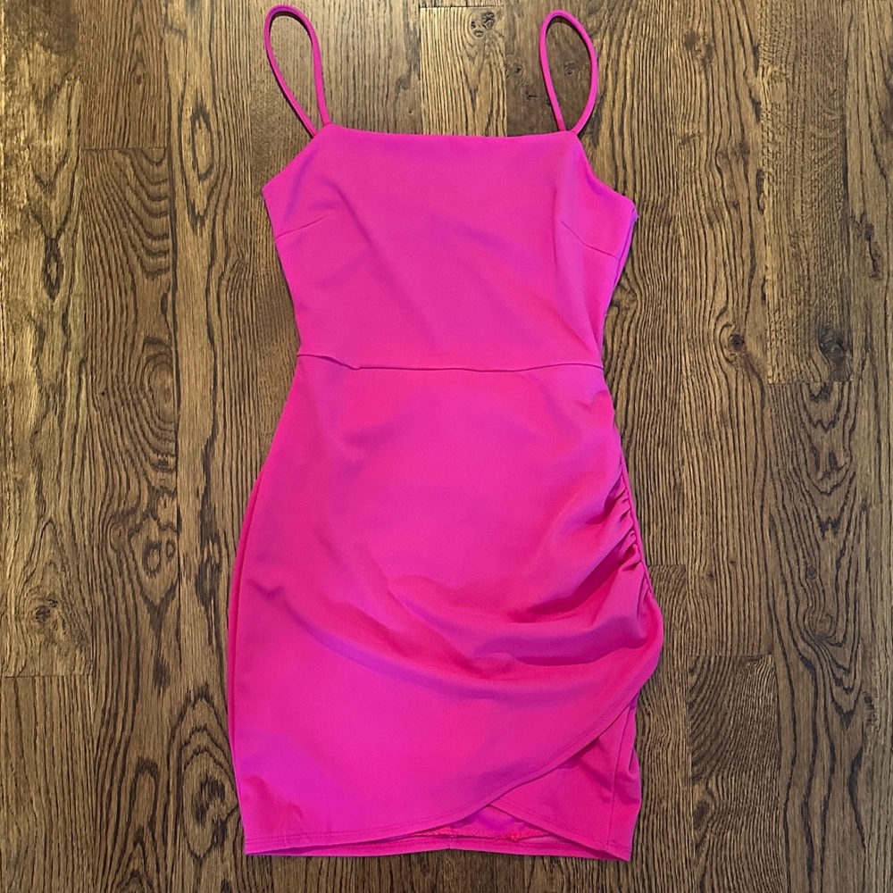 Vibrant Fuchsia Spaghetti Strap Mini Dress